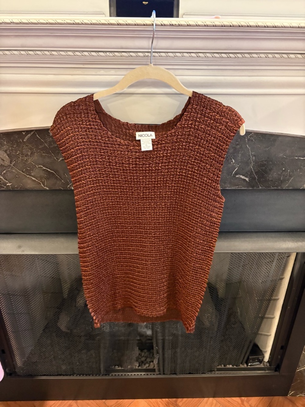 NICOLA Textured Sleeveless Top - Copper Brown